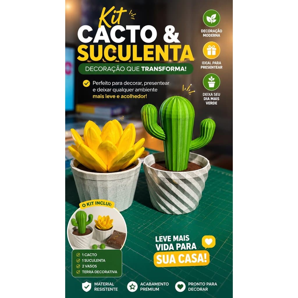 KIT 10 VASOS DECORATIVO COM A PLANTA (MINI VASO)
