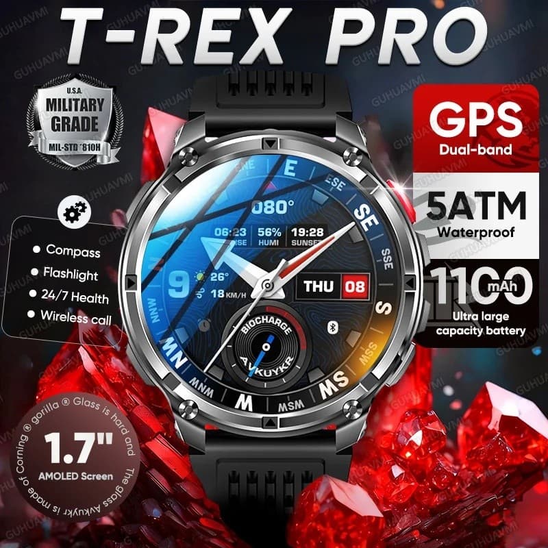 Novo T-Rex3 Pro 1100mAh Bateria Relógio Inteligente GPS Caminho À Prova Dwaterproof Água Esportes Correr Rastreador Ao A