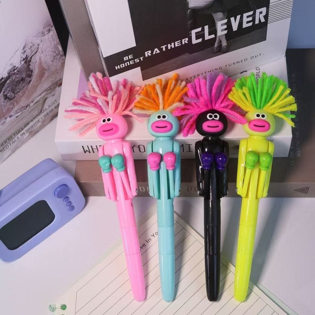 Caneta de Boxe de Pelúcia Criativa e Divertida, Presente de Recompensa para Estudantes, Caneta Esferográfica Antiestress
