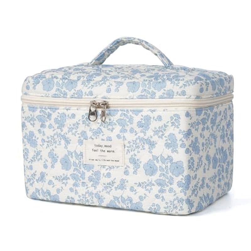 Bolsa De Maquiagem , Cosmética Acolchoada , Grande Floral Para Mulheres , Conjunto De Algodão Higiene Pessoal De Viagem