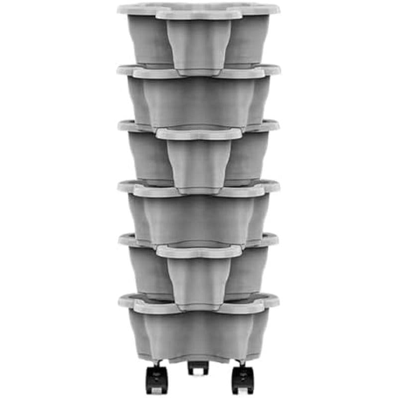 Torre De Plantas-6 Camadas Com Rodas Vasos À Prova De Intempéries , Plantador Vertical Empilhável De 1 Unidade Para Ambi