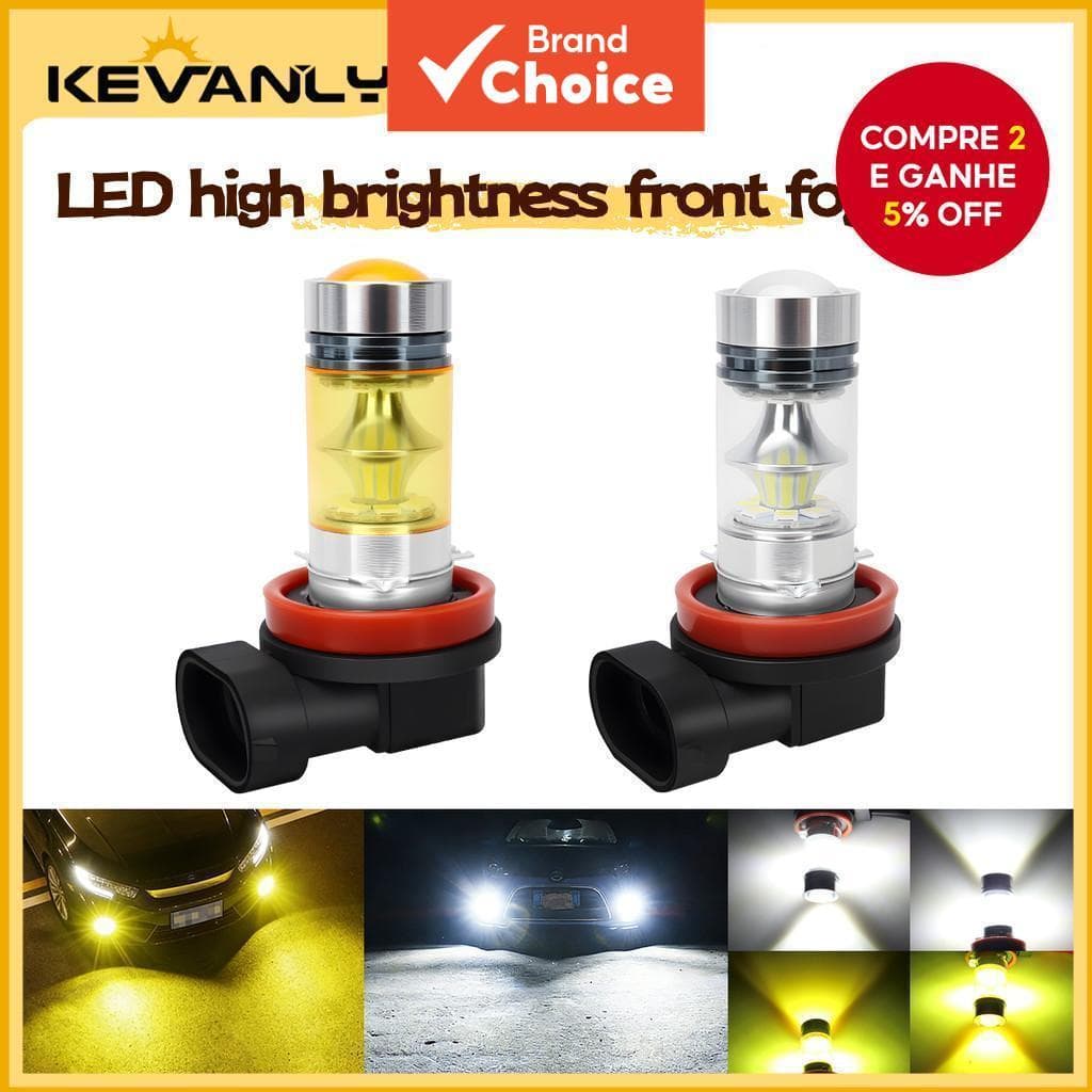 KEVANLY 1Pc Super Brilhante H11 H8 Lâmpada De Nevoeiro Para Carro 12V LED Amarelo 4300K 6000K