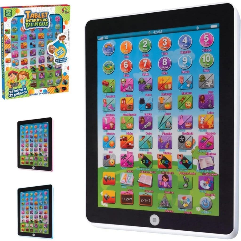 TABLET INTERATIVO BILINGUE INFANTIL DIDATICO EDUCATIVO INGLES COM SOM