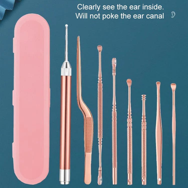 【Com Luz LED】Colher de Ouvido em Aço Inoxidável Earwax Removal Tool para Remoção de Cera Seguro/Durável