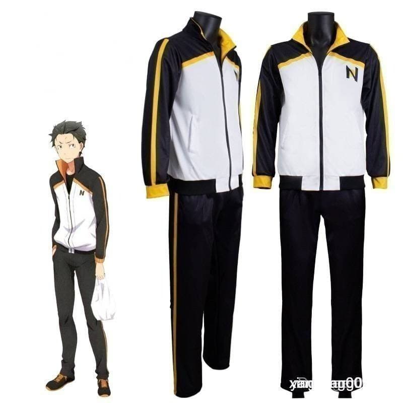 GC1 Re:Zero Natsuki Subaru Jaqueta e Calças de Cosplay, Roupa Esportiva, Fantasia de Anime, Uniforme Casual Masculino L9
