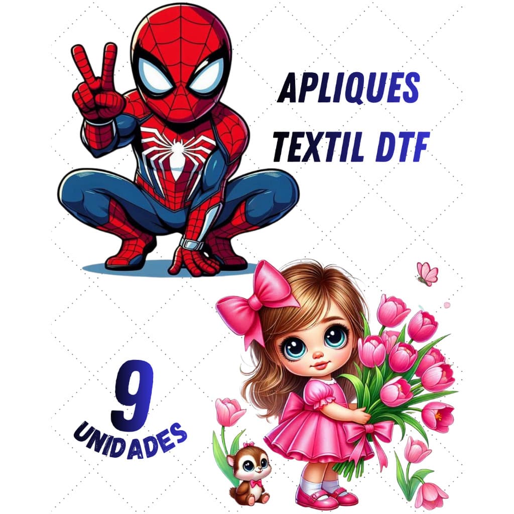 KIT 9 ADESIVOS  DTF Transfer Textil,  facíl aplicação ideal para enxoval de bebê.