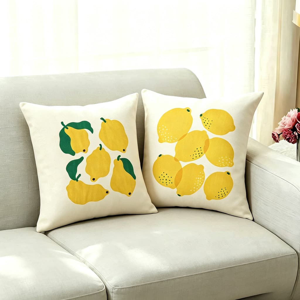 45x45cm Almofadas de Linho Estampas Frutas e Sol Decoração Casa Estilo Fresco (0191-0200)