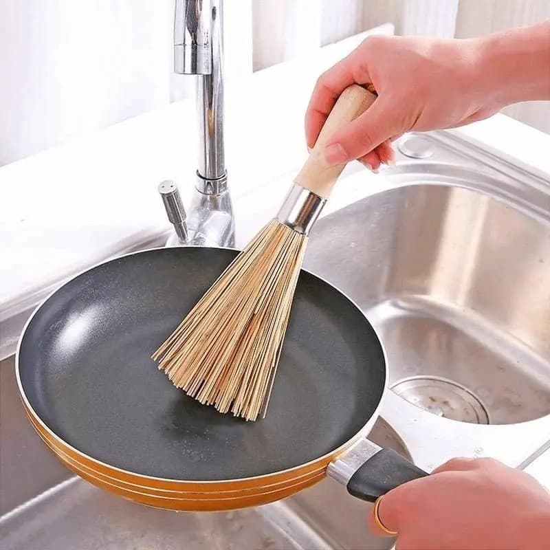 Escova de lavar louça que não danifica, vassoura de bambu, escova de bambu natural, escova de limpeza doméstica, utensíl
