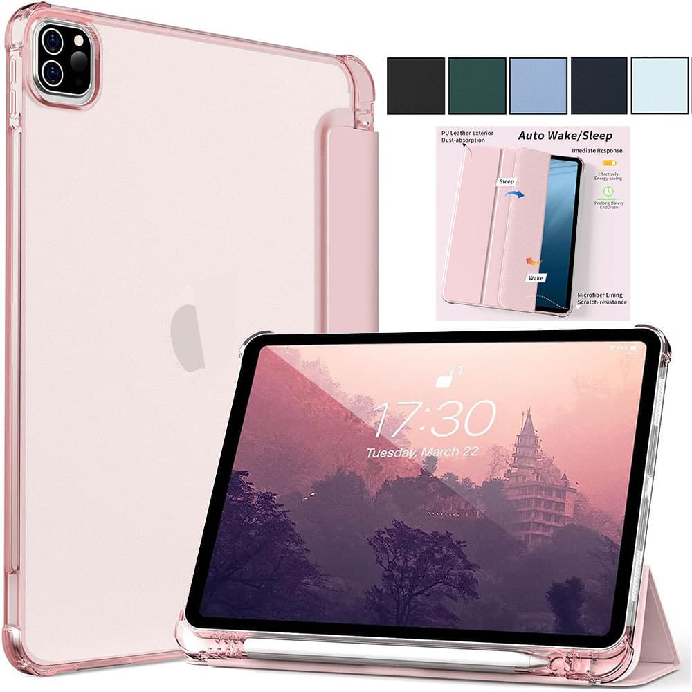 Porta-Lápis Embutido , Capa Traseira Rígida Fosca Para PC Com Suporte Triplo Inteligente De Couro Flip iPad Pro 11 Poleg