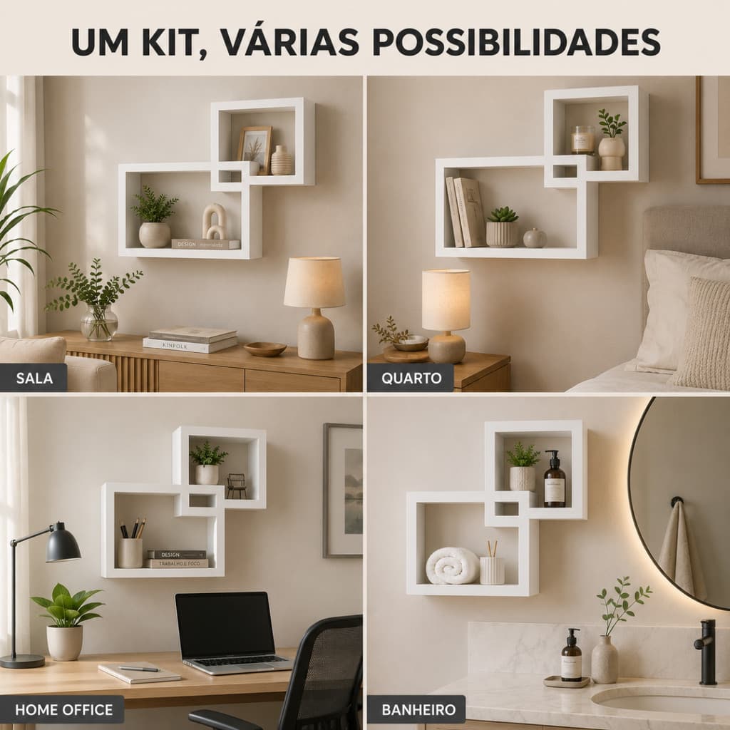 Nicho De Parede 2 Peças Para Decoração Fácil Instalação