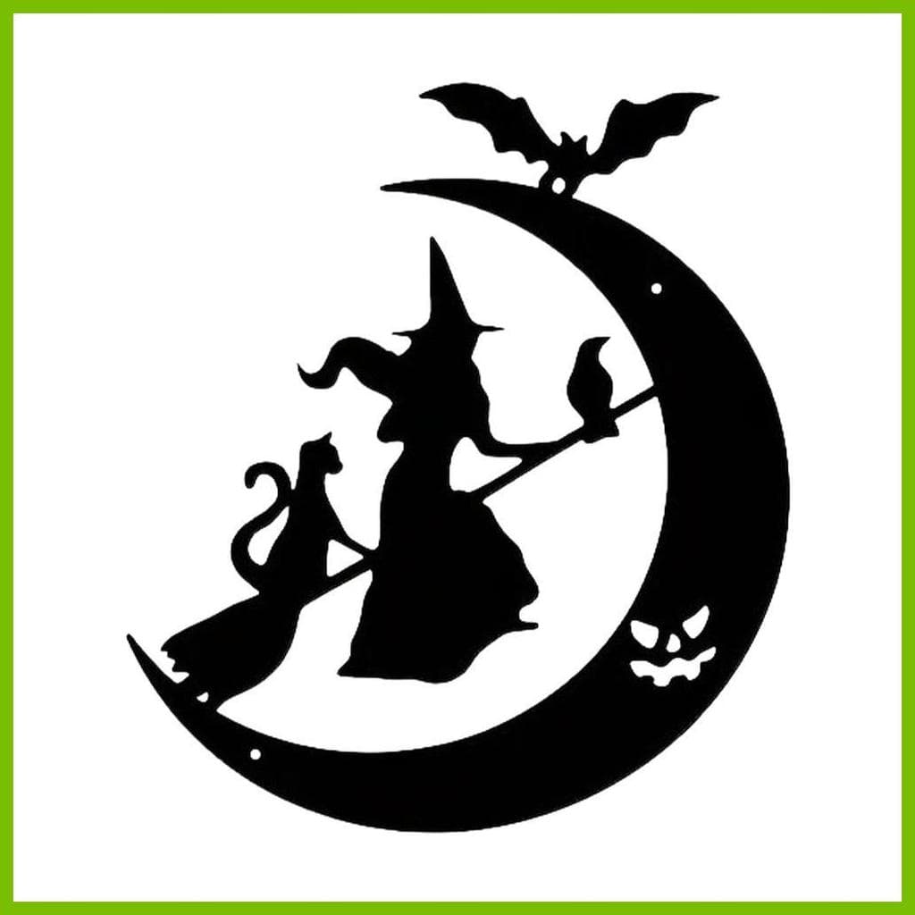 Halloween Bruxa Silhueta Vassoura Lua Ornamento Pingente Metal Arte Da Parede Decoração Para Interior Ao Ar Livre iadbr