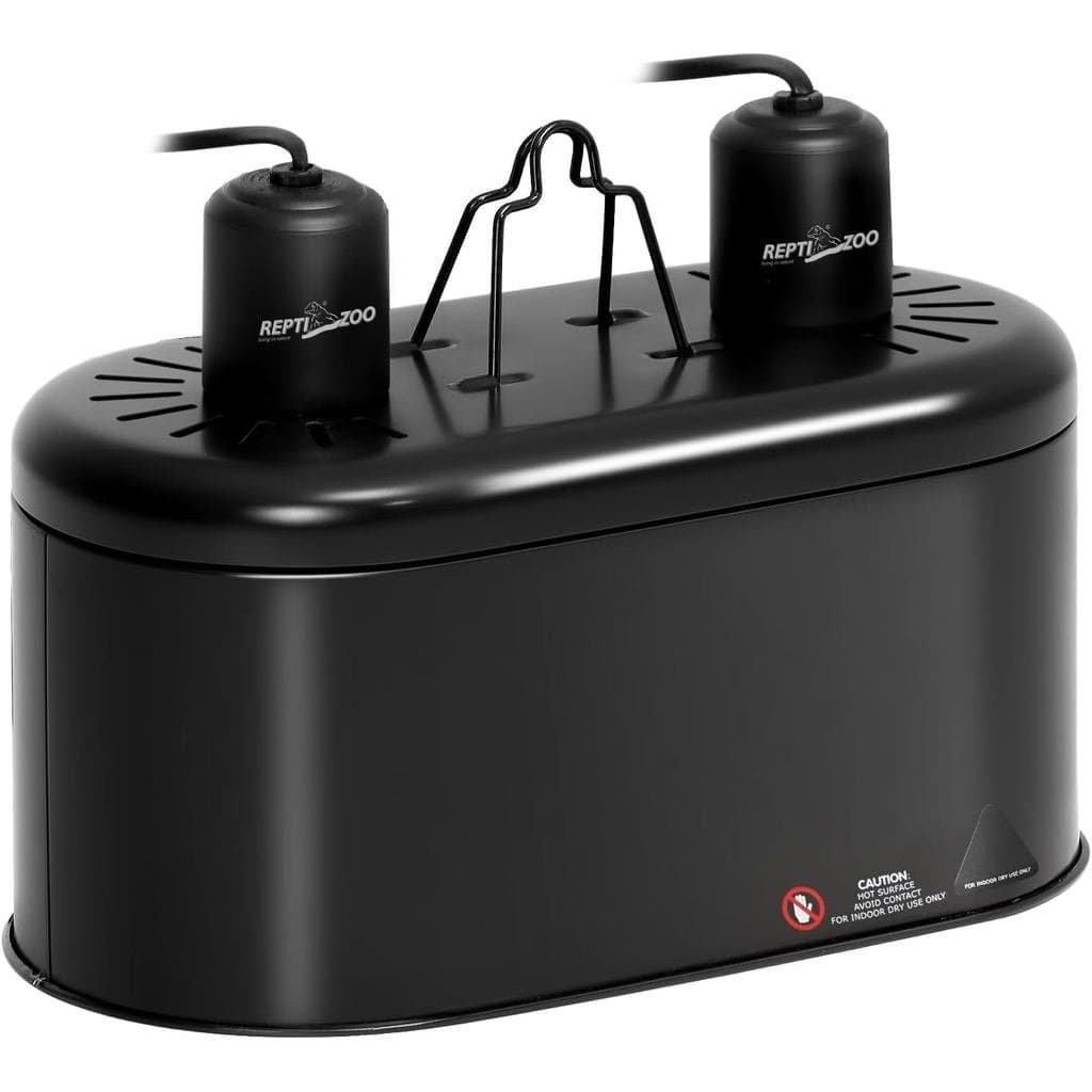 REPTI ZOO Luminária Dupla para Répteis, para Lâmpada UVB de Cúpula, Refletor Duplo para Répteis, Design Integrad