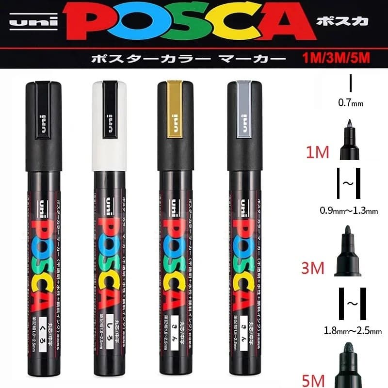1/2 Pçs Uni Poscas Marcadores Acrílicos PC-1M-3M-5M Permanente Canetas De Arte À Prova Dwaterproof Água Graffiti Marcado
