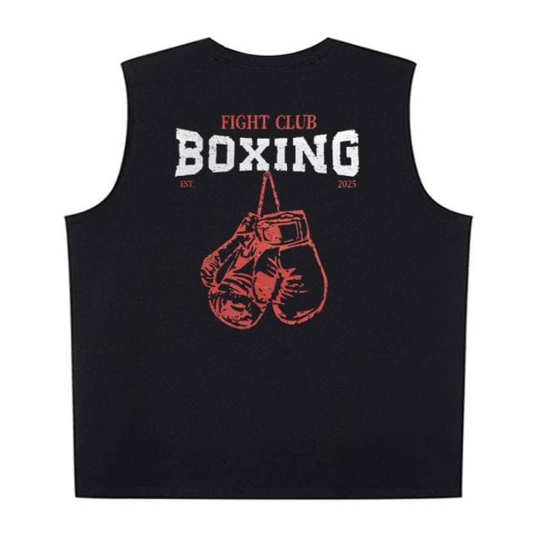 Conjunto De Boxe Vermelho BOXING Americano Premium Algodão Estampado Sem Mangas Obstáculo Regata Masculina E Feminina