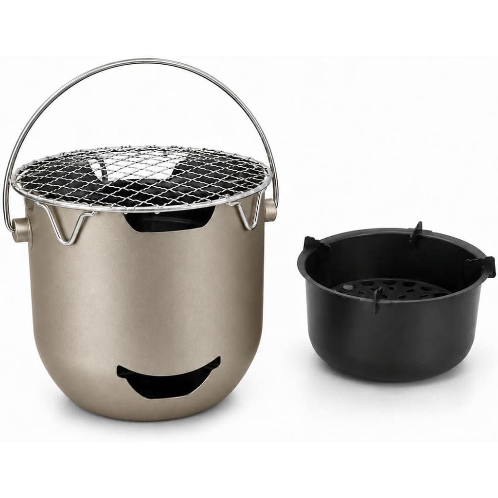 Mini Churrasqueira Portátil a Carvão, Fogão de Churrasco para Mesa ao Ar Livre com Grelha Removível de Aço Inoxidável 30