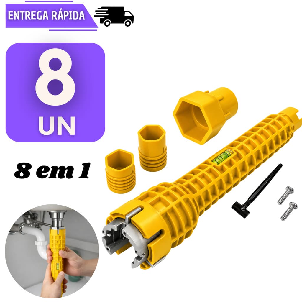8 Chave Hidráulica 8 em 1 Multifuncional Para Apertar Cano Torneira Pia Sifão Encanador Grifo Ferramenta Manutenção