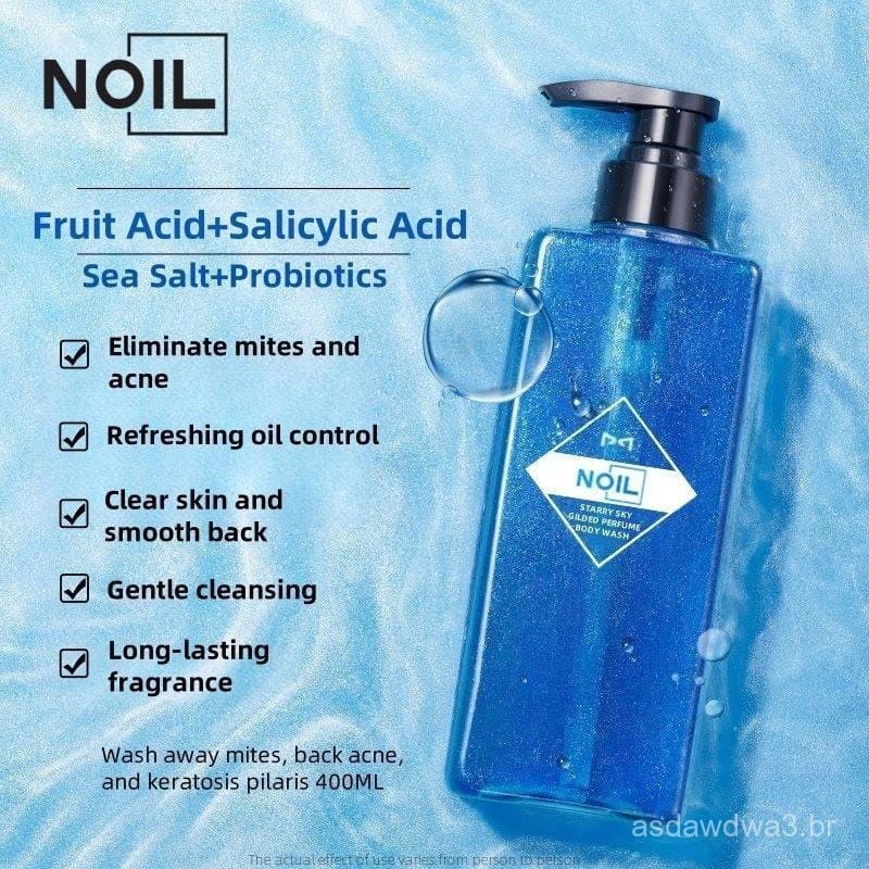 NOIL Aquablue Sabonete Líquido Duplo Ácido+Probióticos Combate Acne, Oleosidade e Coceira 72 Horas de Fragrância 400ml E