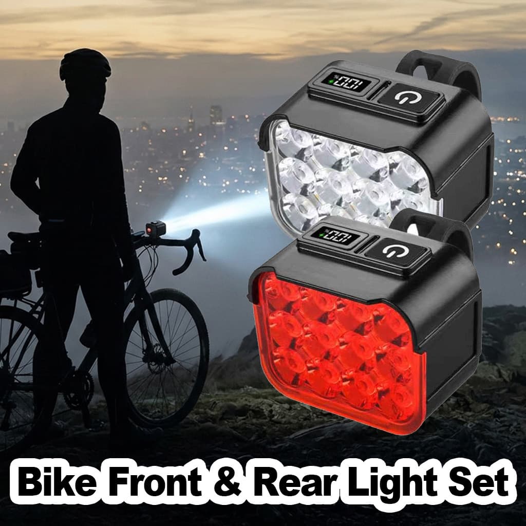 Conjunto de Luzes para Bicicleta LED Recarregáveis, Farol Dianteiro, Luz Traseira, Refletores de Segurança, Acessórios p