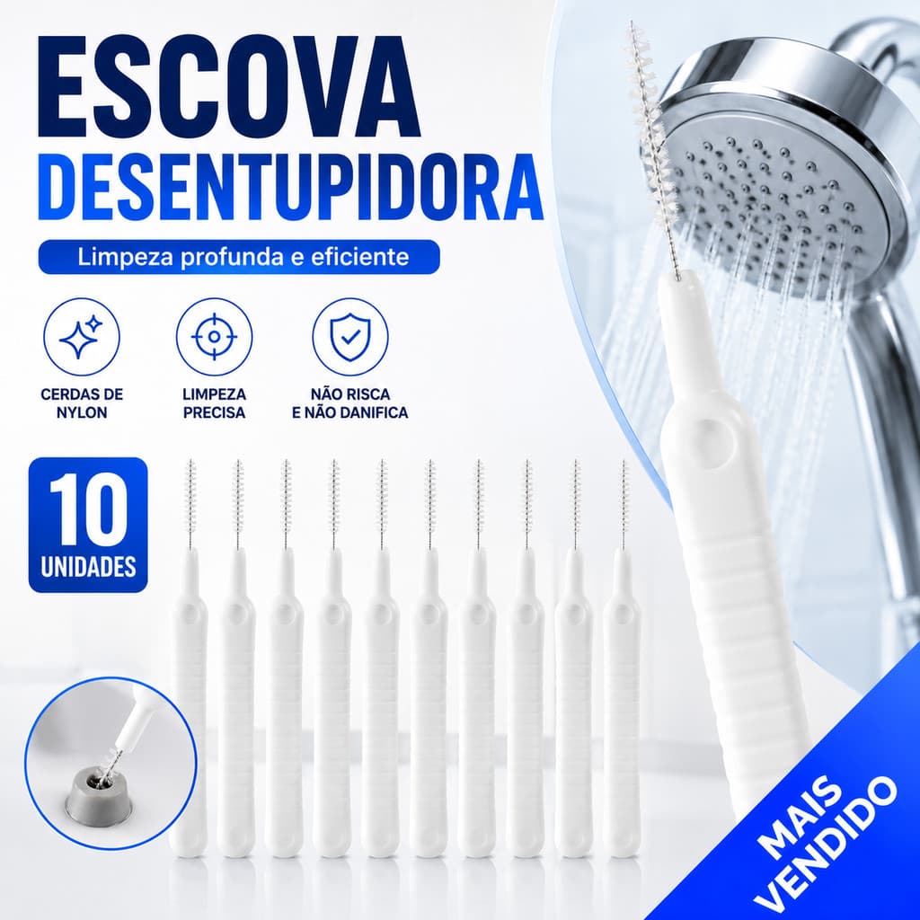 Kit 10/20/30 Escova Desentupidora Desentope Chuveiro Mini Limpador Celular Multifuncional