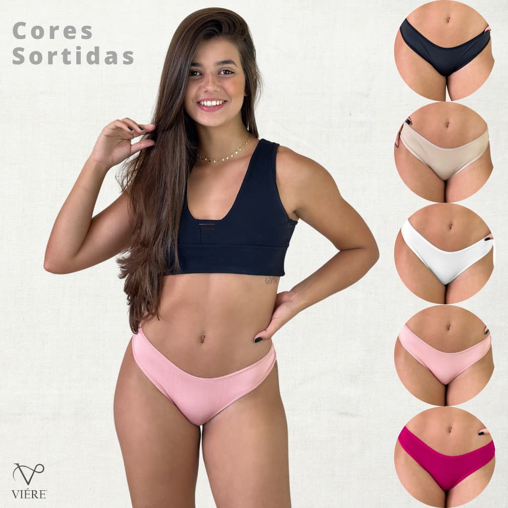 Kit 10 Calcinha Feminina Cotton Calcinha em Algodão Respirável Viére