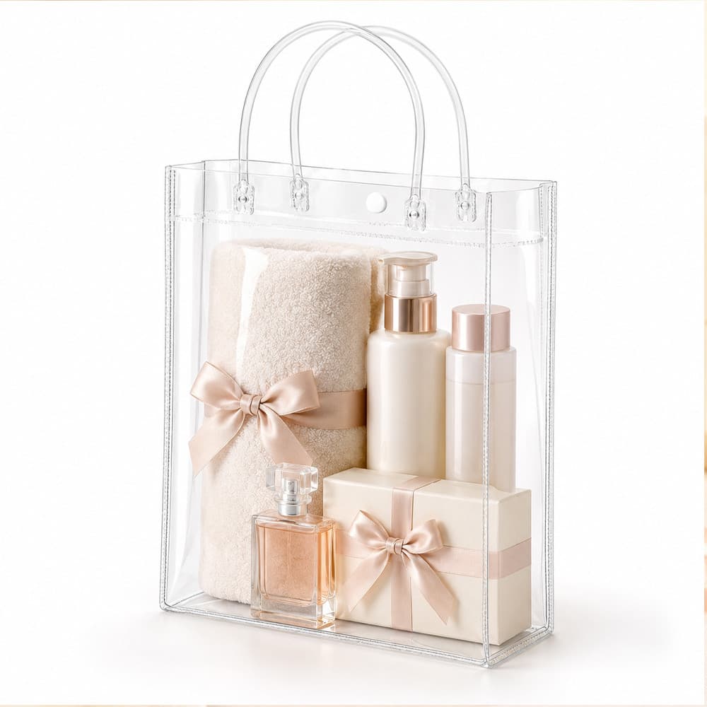 Kit 30 Sacolas de Presente PVC Transparente Reutilizáveis - 5 Tamanhos 20*26*8cm