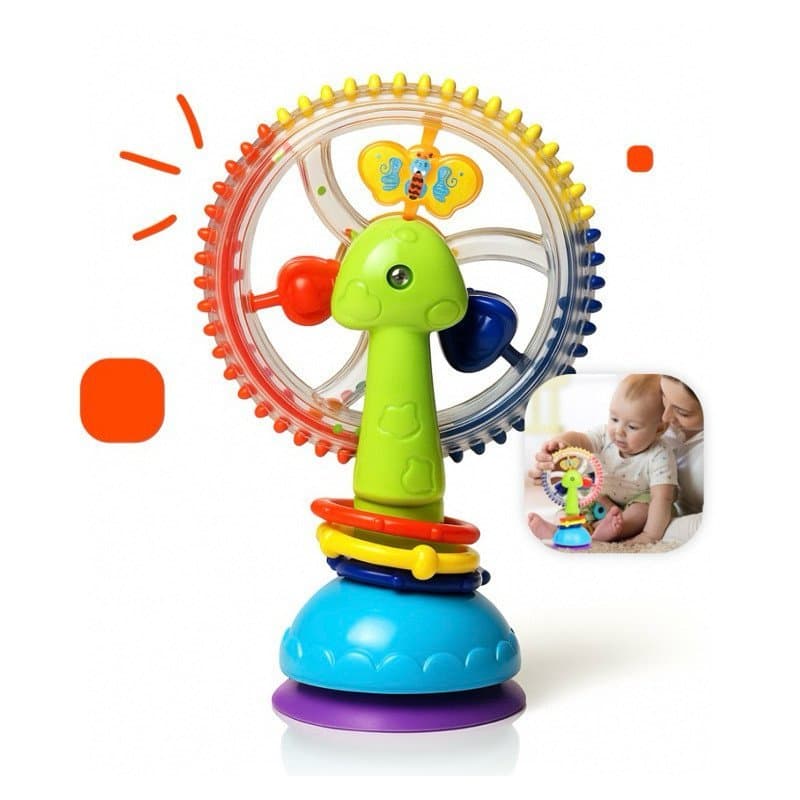 Roda Gigante Rotativa Brinquedo Sensorial Macia Chocalho com Ventosa Baby Educational Fashional