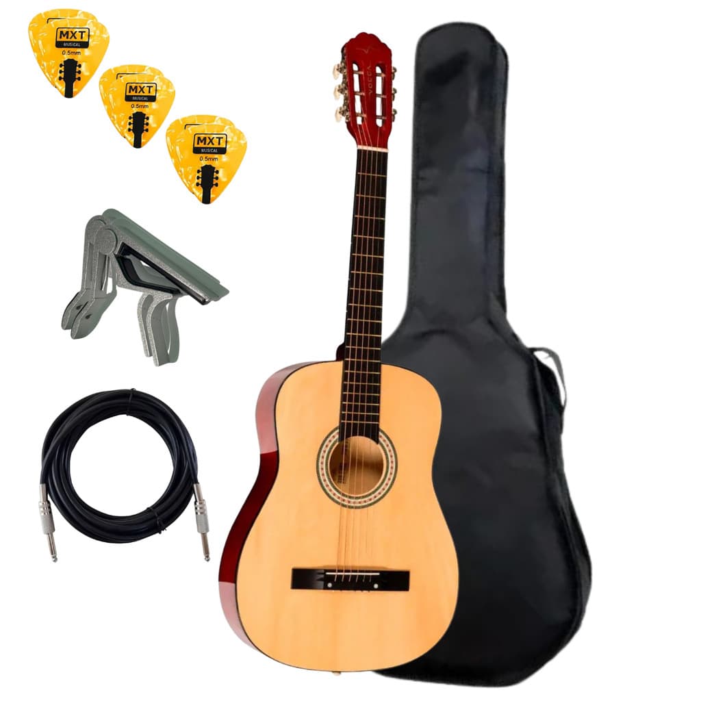 Kit Violão Acústico Vogga Vca101n  C/ Capa Clássico 38" Nylon + Afinador Capotraste