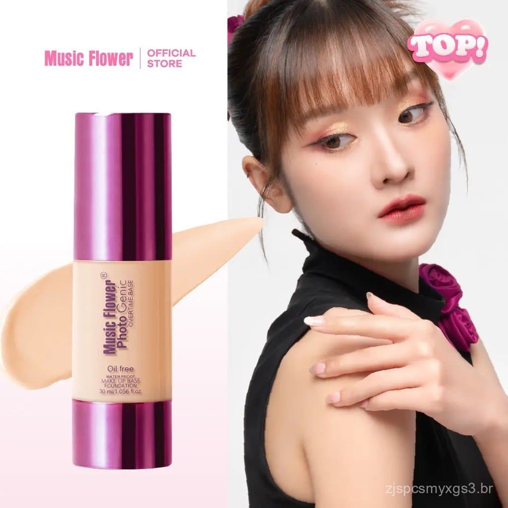 [MusicFlower] Base de maquiagem PhotoGenic, cor creme claro, à prova d'água, controla a oleosidade, não é pegajosa, 30ML