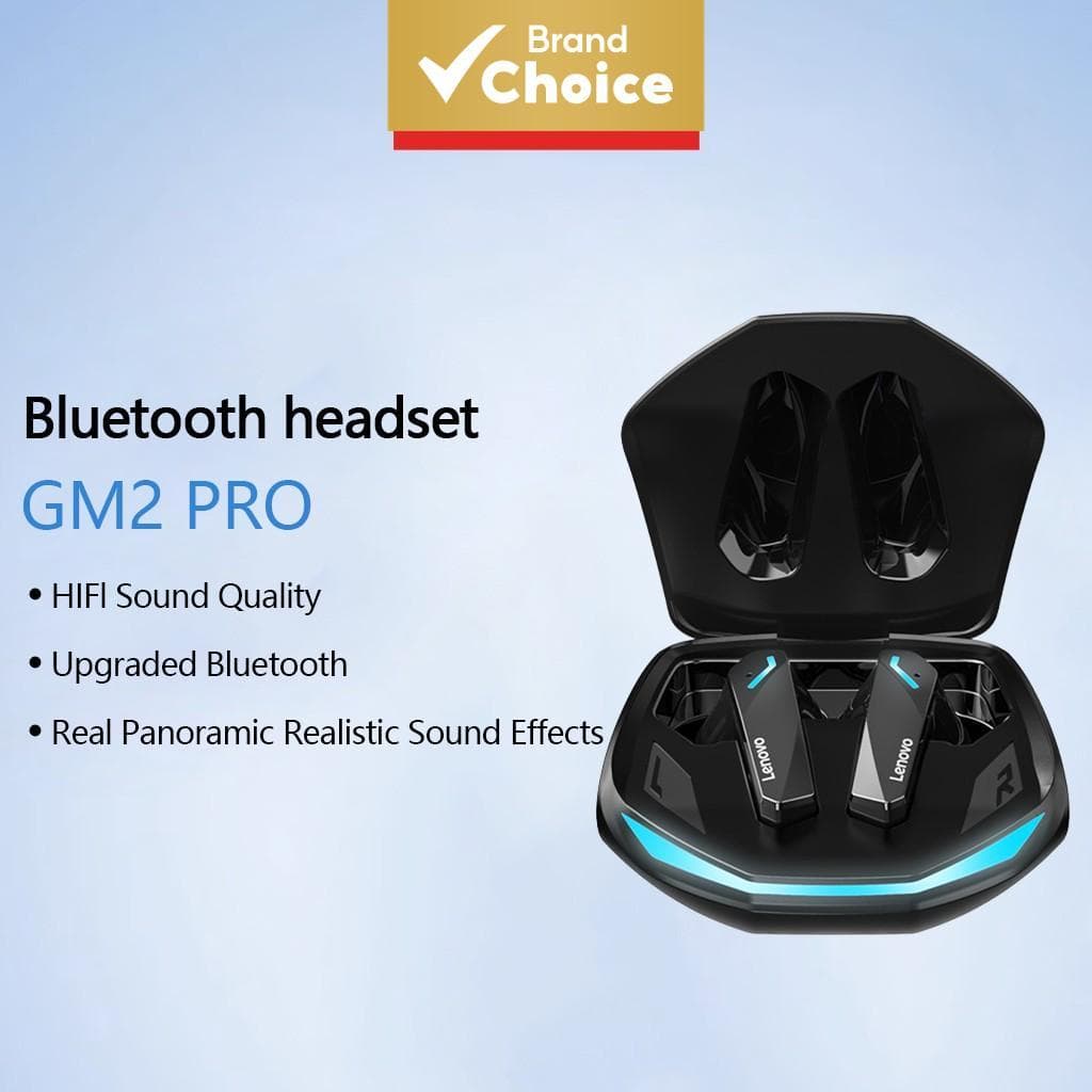 Fones de Ouvido Lenovo GM2 Plus Gamer, Bluetooth, Baixa Latência, Fones Intra-Auriculares à Prova d'Água, Som HiFi, Para