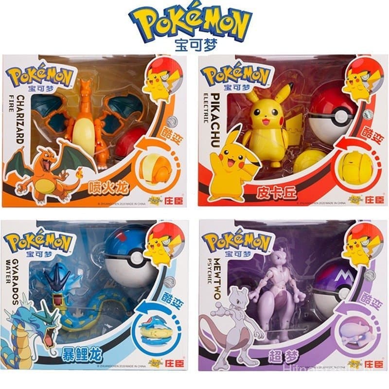 Figura Transformadora Pokémon Caixa Oficial Personagem de Anime Pikachu Charizard Greninja Pokébola Presente