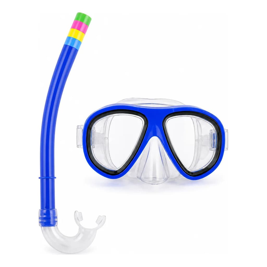 Kit Mergulho Petrin Máscara E Snorkel Azul Piscina Praia