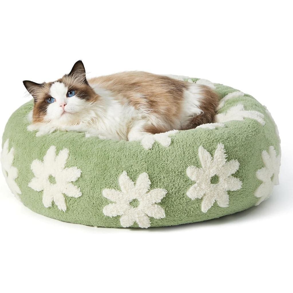 LE SURE Cama Donut - Cama redonda calmante para uso interno, cama moderna e fofa com tecido macio e base antiderrapante,