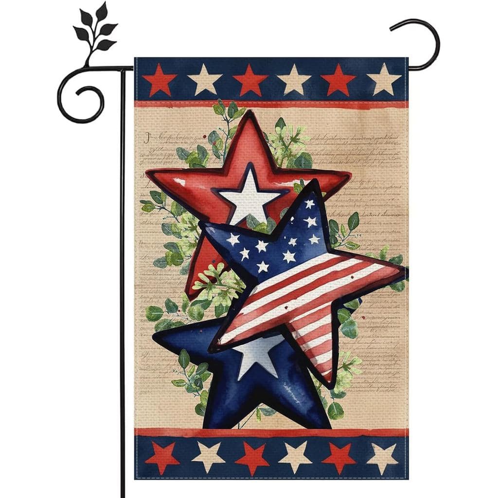 Bandeira Patriótica de Aniversário de 250 Anos dos EUA para o 4 de Julho, Bandeira de Jardim com Estrelas 12x18 Polegada
