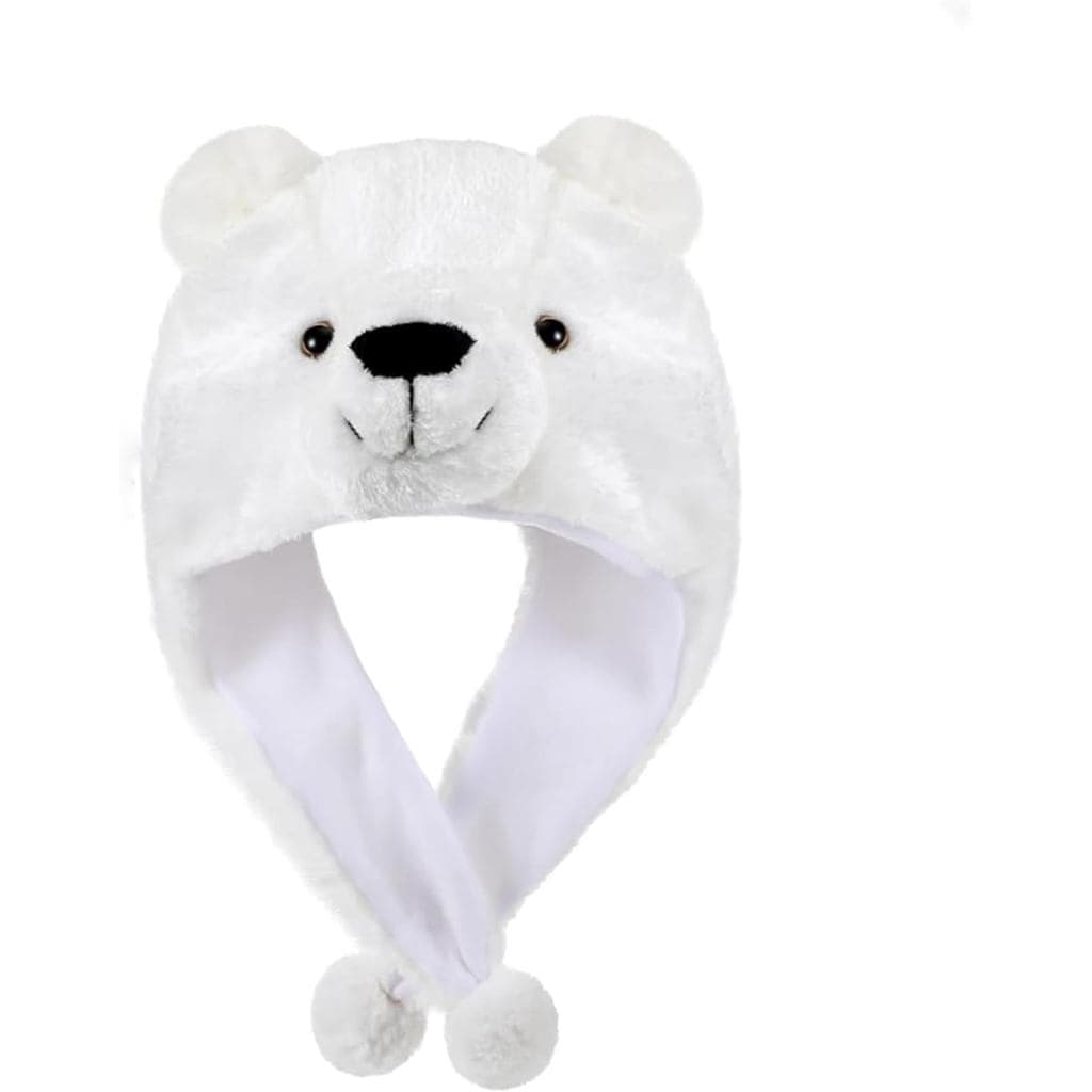 Chapéu de Urso Polar com Orelhas, Gorro de Pelúcia Confortável para Adultos, Acessório Divertido para Fantasias de Inver