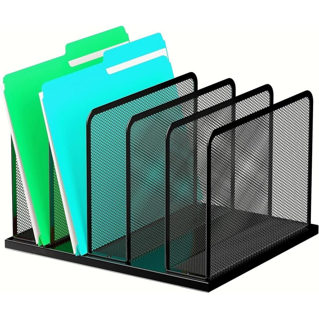 Organizador de Arquivos de Mesa Kuntine.B com 5 Seções, Organizador de Mesa Vertical em Malha, Classificador de Arquivos