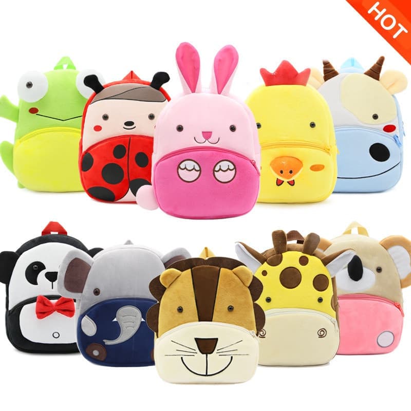 Nova Mochila Escolar Kawaii Stuffed Plush Kids Baby Toddler Kindergarten Para Meninas 3D Cartoon Animal Backpack