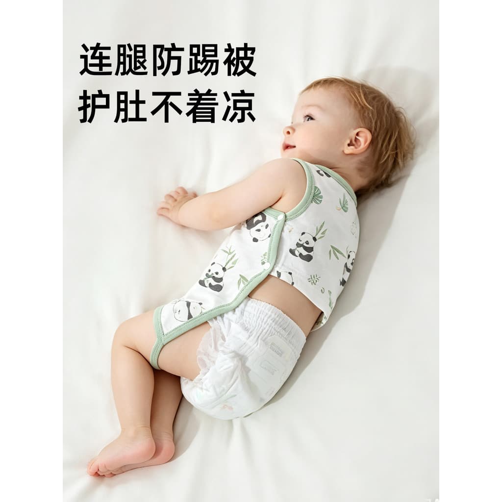 Colete de bebê verão estilo fino proteção de barriga Anti-frio uma classe algodão puro com pernas bolso de barriga peque