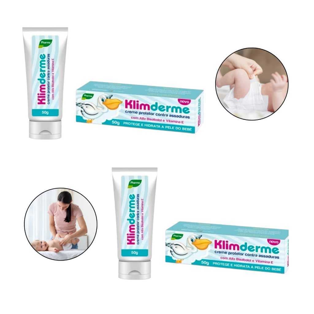 Kit 2 Creme Assaduras Bebê Klimderme 50g Vitamina E Alfa Bisabolol Proteção
