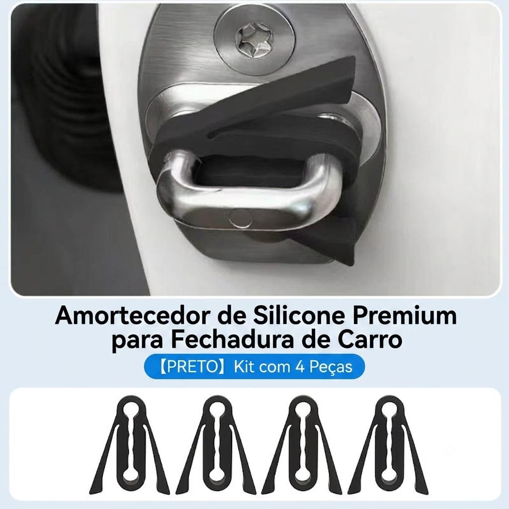 Kit Amortecedor De Fechadura Porta Carro Antirruído Borracha Anti Impacto Colisão Silicone Universal Protetor Batente