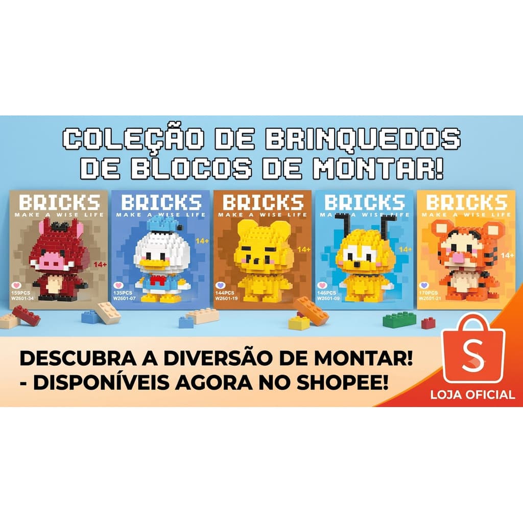 Mini Blocos De Montar Brinquedos Infantil Personagens 3D Colecionável Quebra-Cabeça Infantil Criativo Crianças Mario