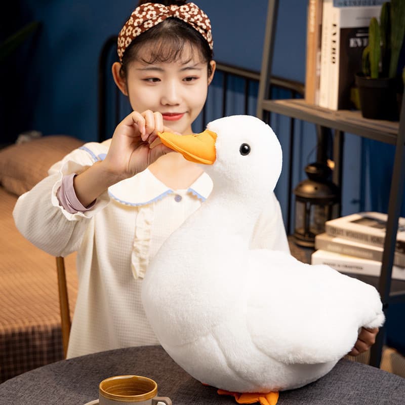Bonito Simulação Chamada Pato Brinquedo De Pelúcia Macio Branco Boneca Realista Keled Animal Travesseiro Crianças Jogar