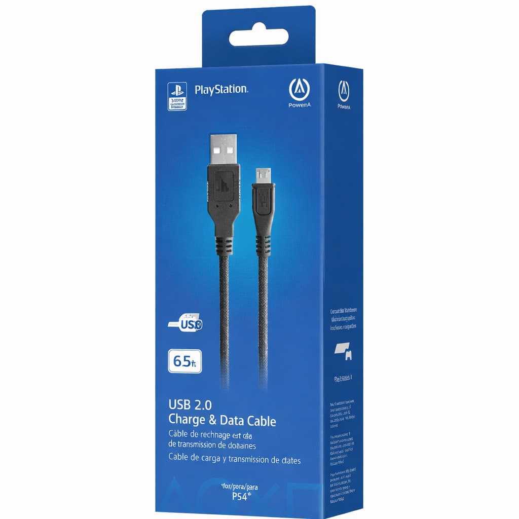 Cabo USB PowerA PlayStation 2m USB 2.0 Carregamento Controle PS4 Licenciado Oficial