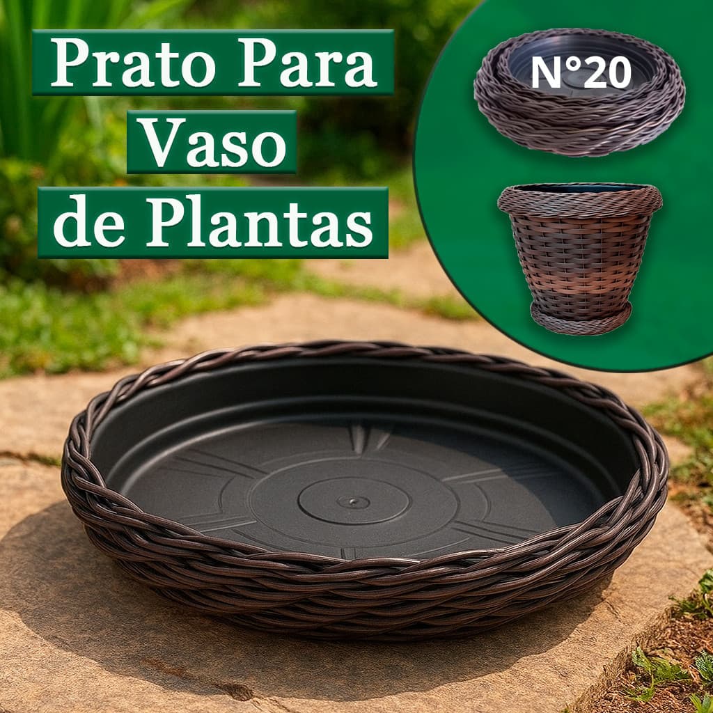 Prato P/ Vaso De Plantas E Jardim N°20 em Junco Resistente Artesanal