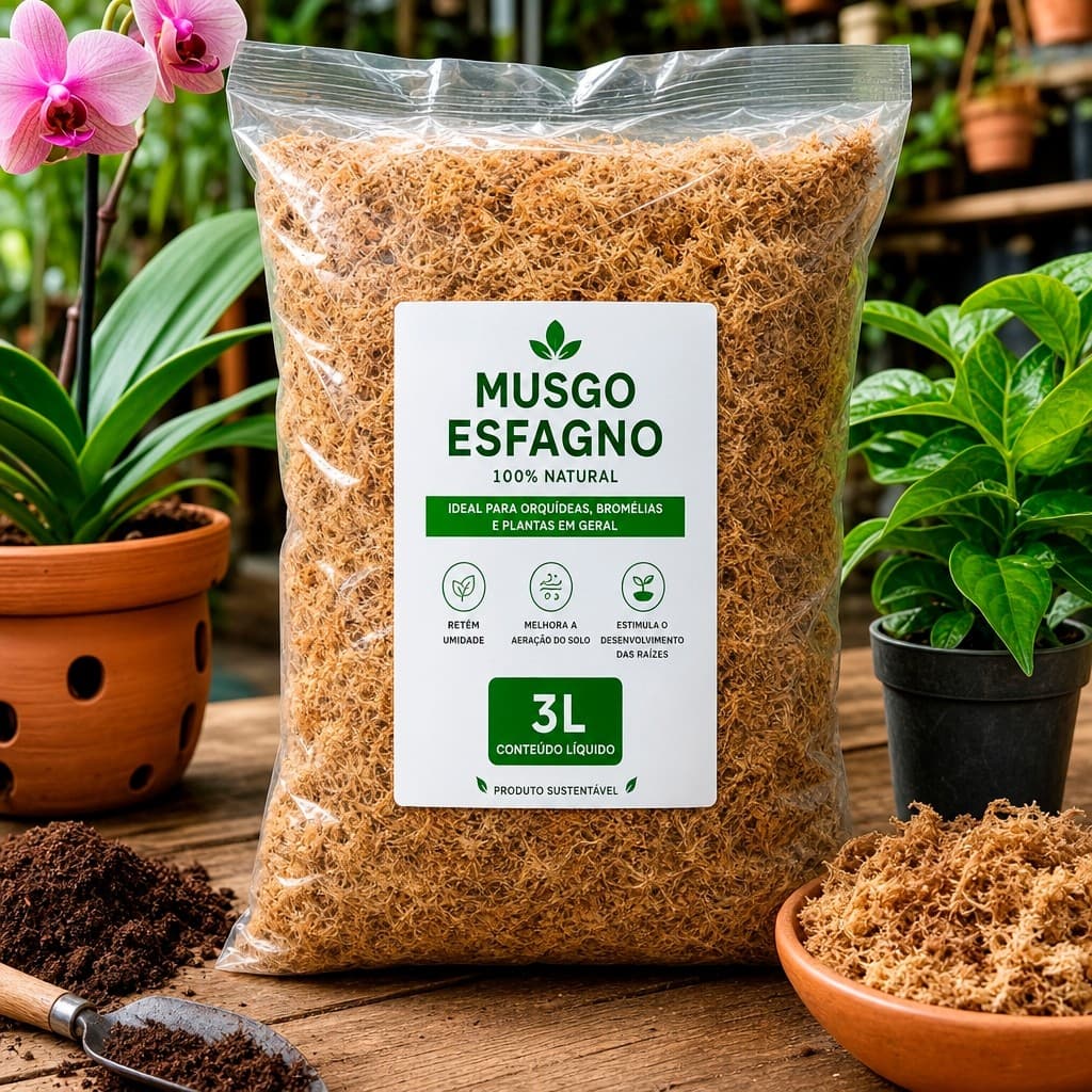 3 Litros Musgo Esfagno Orgânico Substrato Orquídeas Sphagnum