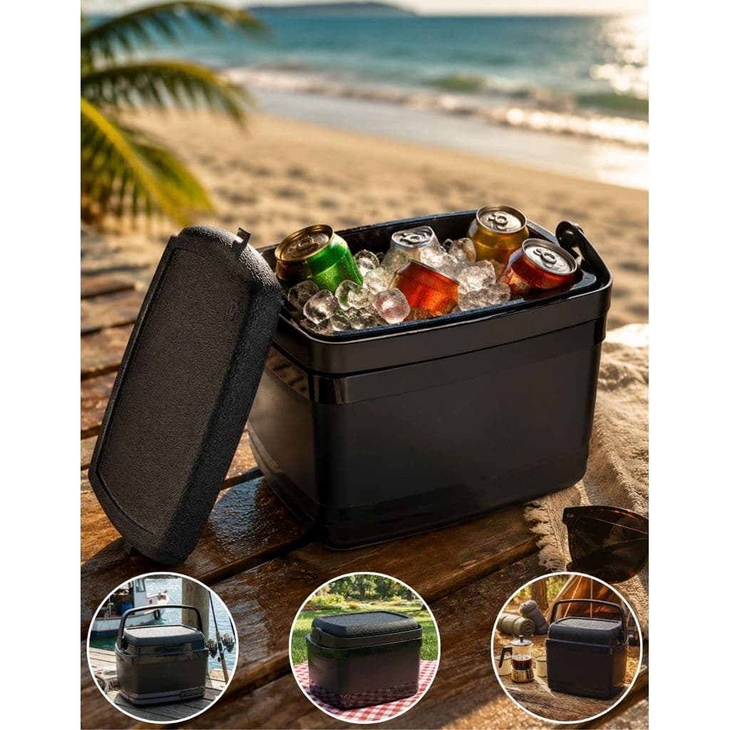 Caixa Térmica Soprano 5 Litros Cooler com Alça Pequena Portátil Preta Bebidas Alimentos Praia Carro