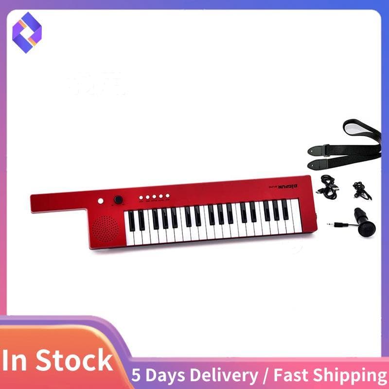 Portátil 37 Teclas Teclado Eletrônico Piano Mini Órgão Estilo Guitarra Musical , Vermelho
