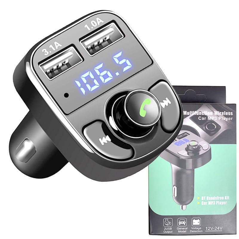 Carregador Veicular Bluetooth X8 Transmissor FM Rádio MP3 2 USB