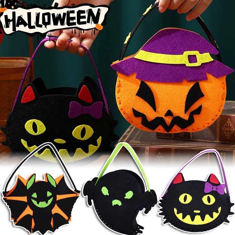 1-4pcs DIY Halloween Felt Goodie Bag-Kit De Artesanato Não Tecido Com Bolsa De Armazenamento De Doces De Linha-Para Cria