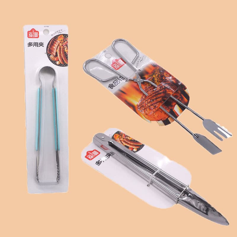 ((Espátulas e pinças de cozinha) Pinças de comida de cozinha ao ar livre Ferramentas de churrasco doméstico Bife frito P