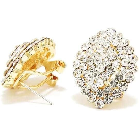 Brincos de Cristal Diamante Deslumbrantes para Mulheres, para Festa e Baile, Dourado Transparente ZNT1